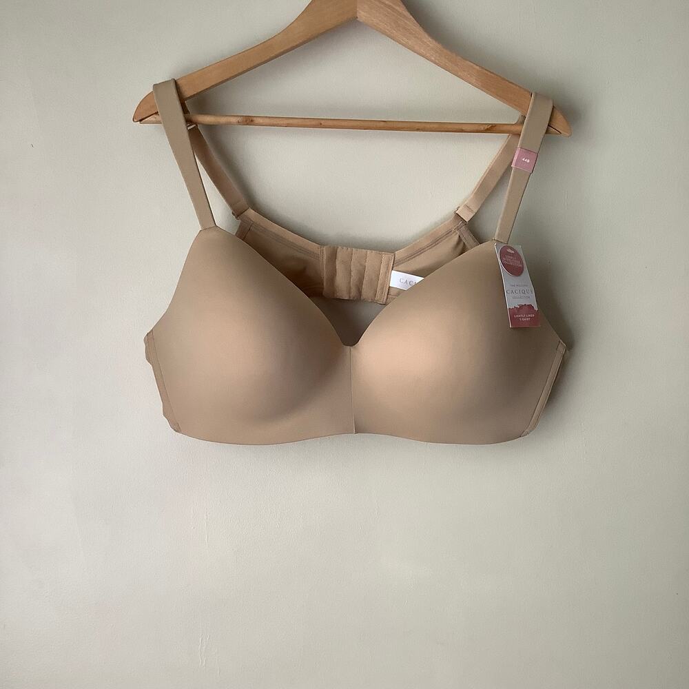 NWT Cacique Simply Wire Free Collection Lightly Lined T-Shirt Nude Bra Size 44B